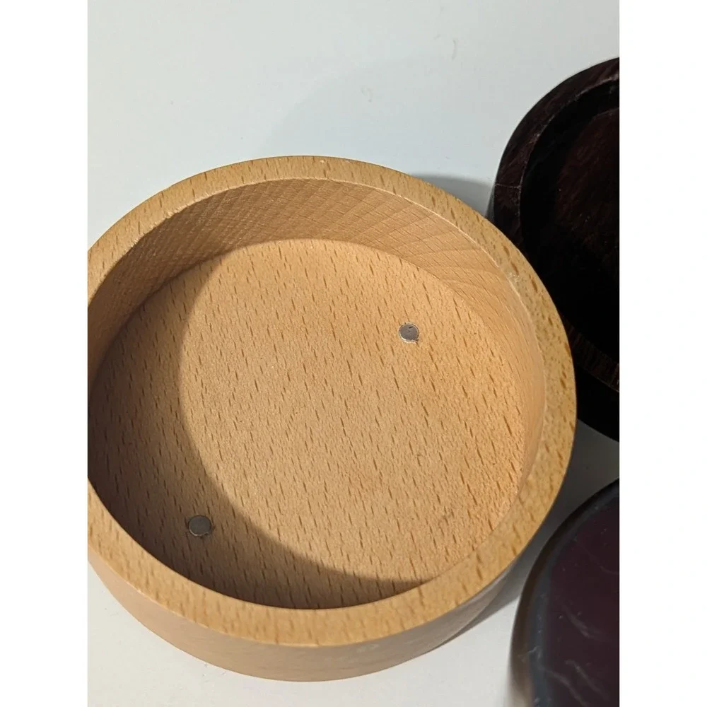 Two-Tone Wooden Magnetic Ashtray with Removable Stainless Steel Liner & Lid